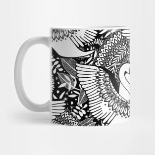 Stylish Swans in Monochrome Black and White Mug